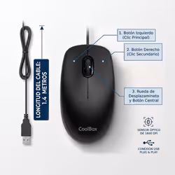 CoolBox COO-RAT01B-U mouse Ufficio Ambidestro USB tipo A Ottico 1600 DPI - Vista aggiuntiva 2