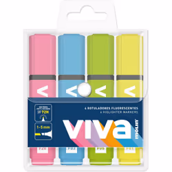 Molin RTF240-04W, 4 pz, Blu, Verde, Rosa, Giallo, Multicolore, Rettangolo, 5 mm, 1 mm