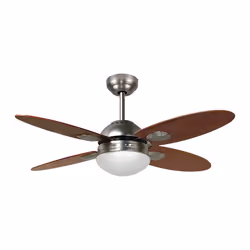 Bastilipo Bermeo, Ventilatore industriale a soffitto, Marrone, Argento, MDF, Nichel, 105 cm, 1 h, 8 h