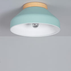 Efectoled - Plafoniera Circolare Alluminio e Legno Ø300 mm Hakon Verde Menta