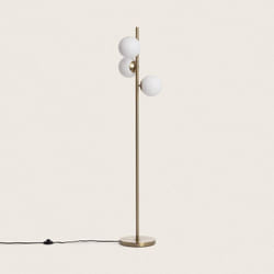 Efectoled - Lampada da Terra Metallo e Vetro Moonlight Brass Round 3 Lampade Oro