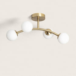 Efectoled - Lampada da Soffitto Metallo e Vetro Moonlight Ottone Ovo 4 Lampade Oro