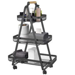 Lolahome - Carrello Estetista Multiuso con Ruote Carrellino Portaoggetti 3 Ripiani 57x31x83cm