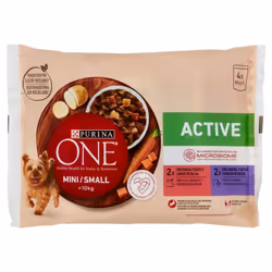 PURINA ONE CANE ACTIVE MINI/SMALL ACTIVE MANZO E ANATRA IN SALSA 4X85 GR Purina One Cane Active Mini/Small Manzo e Anatra in ...