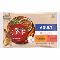 One mini cibo umido per cani adulti con pollo e manzo 4X85 gr - Purina