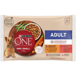 One mini cibo umido per cani adulti con pollo e manzo 4X85 gr - Purina