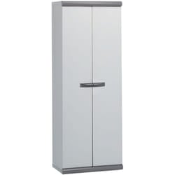 Armadio Alto da Giardino in Resina Coimbra 2 Gardiun 62,5x39x169 cm con 2 ante e 3 ripiani regolabili in altezza, colore grigio