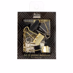 Pinza Metallica nero e oro 1,9 cm 12 u