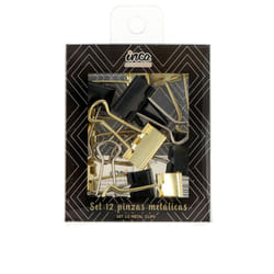 Pinza Metallica nero e oro 1,9 cm 12 u