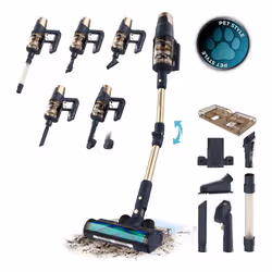 Cecotec Conga Rockstar RX70 AquaPet Flex Aspirapolvere verticale Batteria Secco e bagnato Senza sacchetto 780 W Nero, Oro 4 Ah - Vista aggiuntiva 3