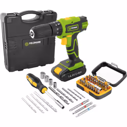 Fieldmann FDV 10352-A, Trapano con impugnatura a pistola, 1400 Giri/min, 35 Nm, Batteria, Ioni di Litio, 2000 Ah