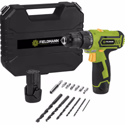 Fieldmann FDV 10252-A, Trapano con impugnatura a pistola, 1350 Giri/min, 25 Nm, Batteria, Ioni di Litio, 1300 Ah