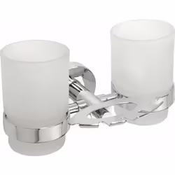 Bicchieri per l'igiene orale con doppio supporto incluso porta dentifricio finitura cromata materiale del supporto: ottone cr ...