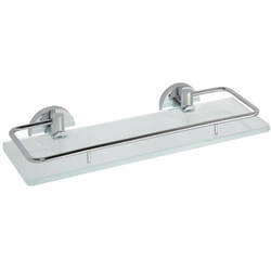 Sapho X-Round - Mensola con sponda pieghevole, lunghezza 30 cm, vetro/cromo XR607