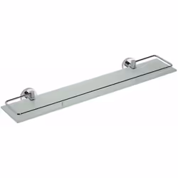 Mensola in vetro con barra orizzontale ribaltabile finitura cromata materiale ottone cromato e vetro opalino dimensioni 600 × ...