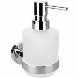 Dispenser di sapone liquido MINI volume 200 ml finitura cromata materiale del supporto: ottone cromato dispenser in vetro opa ...