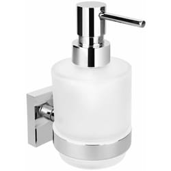 Bemeta - Sapho x-square - Dispenser di sapone liquido mini, con supporto, vetro opalino/cromo XQ101