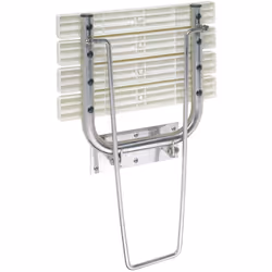 Caratteristiche del sedile doccia pieghevole 44x46x47cm con gamba di sicurezza in acciaio inox spazzolato, bianco, Bemeta HEL ...