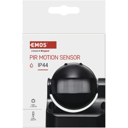 Emos - rilevatore di movimento sensore pir IP44, 1 pezzo, colore: nero, G1125