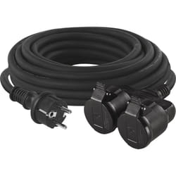 Emos - Cavo di prolunga con 2 prese Schuko, 20 m, doppia prolunga, 2 prese con contatti di protezione, cavo in gomma per uso esterno, IP44, H07RR-F3G