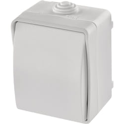 EMOS Interruttore di commutazione impermeabile con bilanciere, interruttore per scale, colore bianco, 250 V/10 AX, plastica, montaggio a parete,