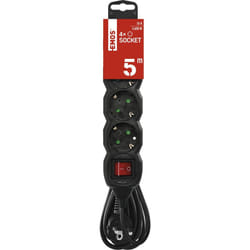 Emos - Ciabatta elettrica a 4 prese 5 m - con interruttore - 4 prese Schuko ruotate 45° - 250 v, 16 a, 3680 w - Isolamento in pvc - H05VV-F3G 1,5 mm2