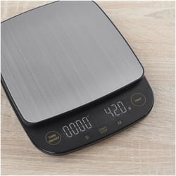 Emos - Bilancia da cucina digitale in acciaio inox con indicatore led, bilancia elettronica da appendere, precisione 0,1 g, carico massimo 3,0 kg,