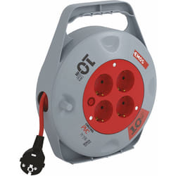 P19510 Mini Cavo di prolunga da 10 m, Scatola, avvolgicavo, Tamburo per Cavi per Uso Interno, 4 Prese Schuko, 2300 w, Interruttore Termico,