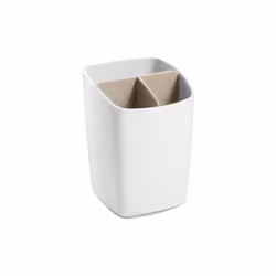Plastica Forma quadrata Supporto spazzolini removibile con tre fori Colore bianco tortora