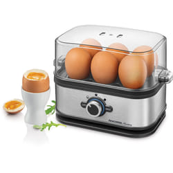 Tescoma - 909100 Cuociuova elettrico per 6 uova, 3 programmi di cottura, acciaio inossidabile, linea President