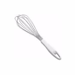 Frusta acciaio inox Manico plastica resistente Foro appendere Lavabile in lavastoviglie Colore bianco