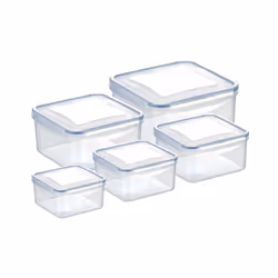 Contenitori quadrati trasparenti in plastica resistente con guarnizione in silicone di alta qualità. Ideale per conservare e ...