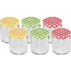 Tescoma - 895112 Della Casa Vasetto per Conserve, Vetro, Trasparente/Tappo Multicolore, 200 ml, 6 Pezzi