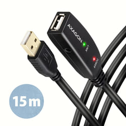 Axagon ADR-215 USB 2.0 A-M -> A-F active extension/repeater cable 15m - Kabel - Digital/Daten cavo USB USB A Nero