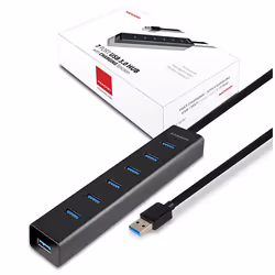 Axagon HUE-SA7BP hub di interfaccia USB 3.2 Gen 1 (3.1 Gen 1) Type-A 5000 Mbit/s Nero - Vista aggiuntiva 2
