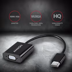 Axagon RVH-VGAN cavo e adattatore video 0,15 m HDMI tipo A (Standard) VGA (D-Sub) Nero - Vista aggiuntiva 2