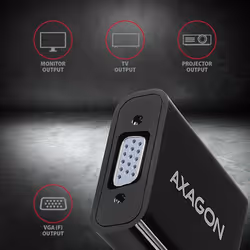 Axagon RVH-VGAN cavo e adattatore video 0,15 m HDMI tipo A (Standard) VGA (D-Sub) Nero - Vista aggiuntiva 5
