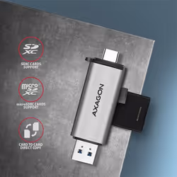 Axagon CRE-SAC lettore di schede USB 3.0 Type-A/Type-C Grigio - Vista aggiuntiva 4