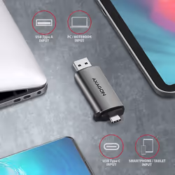 Axagon CRE-SAC lettore di schede USB 3.0 Type-A/Type-C Grigio - Vista aggiuntiva 5