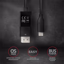 Axagon RVC-DPC cavo e adattatore video 1,8 m USB tipo-C DisplayPort Nero - Vista aggiuntiva 5