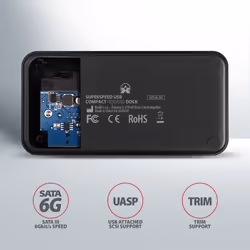 Axagon ADSA-SN docking station per unità di archiviazione USB 3.2 Gen 1 (3.1 Gen 1) Type-A Nero - Vista aggiuntiva 7