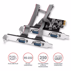 Axagon PCEA-PSN PCIe-Adapter mit 4x Seriell-Ports - ASIX AX99100 Chipsatz scheda di interfaccia e adattatore Interno RS-232 - Vista aggiuntiva 2