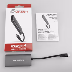 Axagon HMC-4G2 hub di interfaccia USB 3.2 Gen 2 (3.1 Gen 2) Type-C 10000 Mbit/s Grigio - Vista aggiuntiva 2