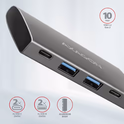 Axagon HMC-4G2 hub di interfaccia USB 3.2 Gen 2 (3.1 Gen 2) Type-C 10000 Mbit/s Grigio - Vista aggiuntiva 4