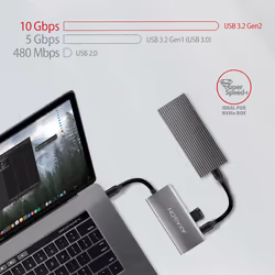 Axagon HMC-4G2 hub di interfaccia USB 3.2 Gen 2 (3.1 Gen 2) Type-C 10000 Mbit/s Grigio - Vista aggiuntiva 6
