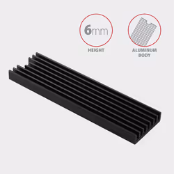 Axagon CLR-M2L6 sistema di raffreddamento per computer M.2 NVMe SSD, Unità allo stato solido Dissipatore di calore/Radiatore Nero 1 pz - Vista aggiuntiva 3