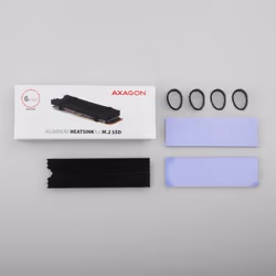 Axagon CLR-M2L6 sistema di raffreddamento per computer M.2 NVMe SSD, Unità allo stato solido Dissipatore di calore/Radiatore Nero 1 pz - Vista aggiuntiva 6