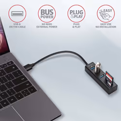 Axagon HMA-CR3A replicatore di porte e docking station per laptop Cablato USB 3.2 Gen 1 (3.1 Gen 1) Type-A Nero - Vista aggiuntiva 4