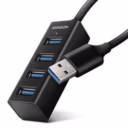 Axagon HUE-M1A, USB 3.2 Gen 1 (3.1 Gen 1) Type-A, USB 3.2 Gen 1 (3.1 Gen 1) Type-A, 5000 Mbit/s, Nero, Alluminio, Cavo tondo