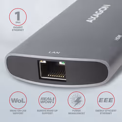 Axagon HMC-6M2 replicatore di porte e docking station per laptop Cablato USB 3.2 Gen 1 (3.1 Gen 1) Type-C Alluminio
